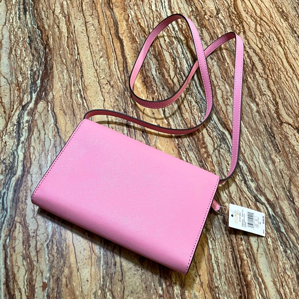 Michael Kors Jet Set Pink Medium Cardholder Clutch Crossbody Bag - Picture 4 of 5